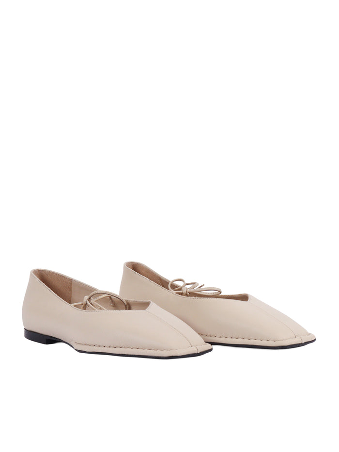 Sway Cream Leather Ballet Flats Altezza Tacco 0.5 Cm Panna Flat Shoes