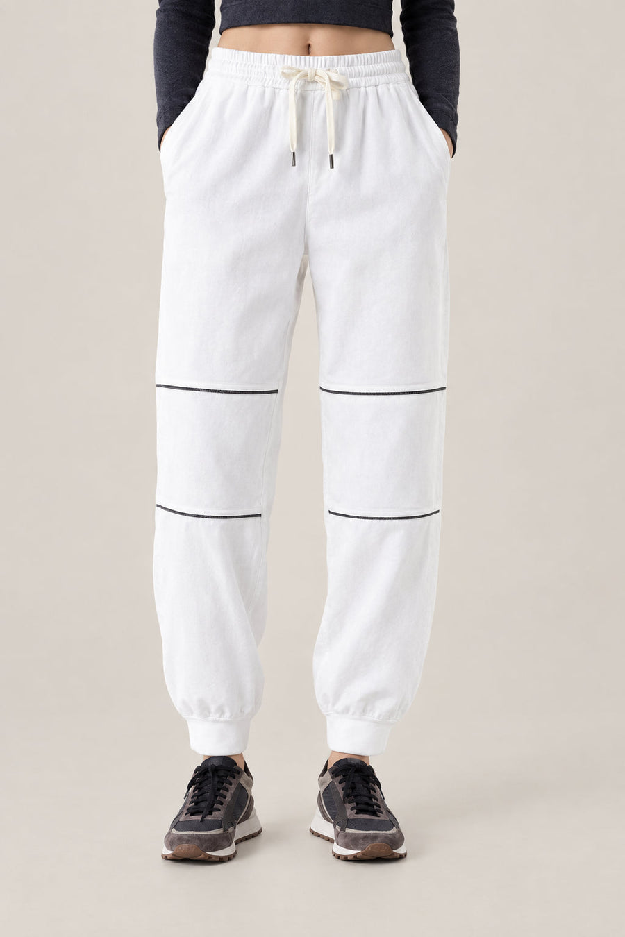 Brunello Cucinelli Womens Off White Cotton Jogger Trousers