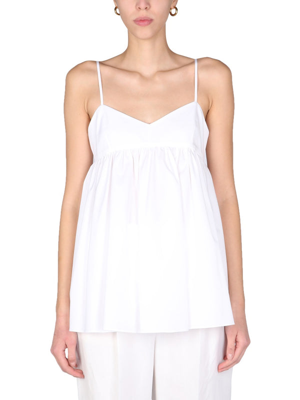 Poplin Top White Cotton Tops