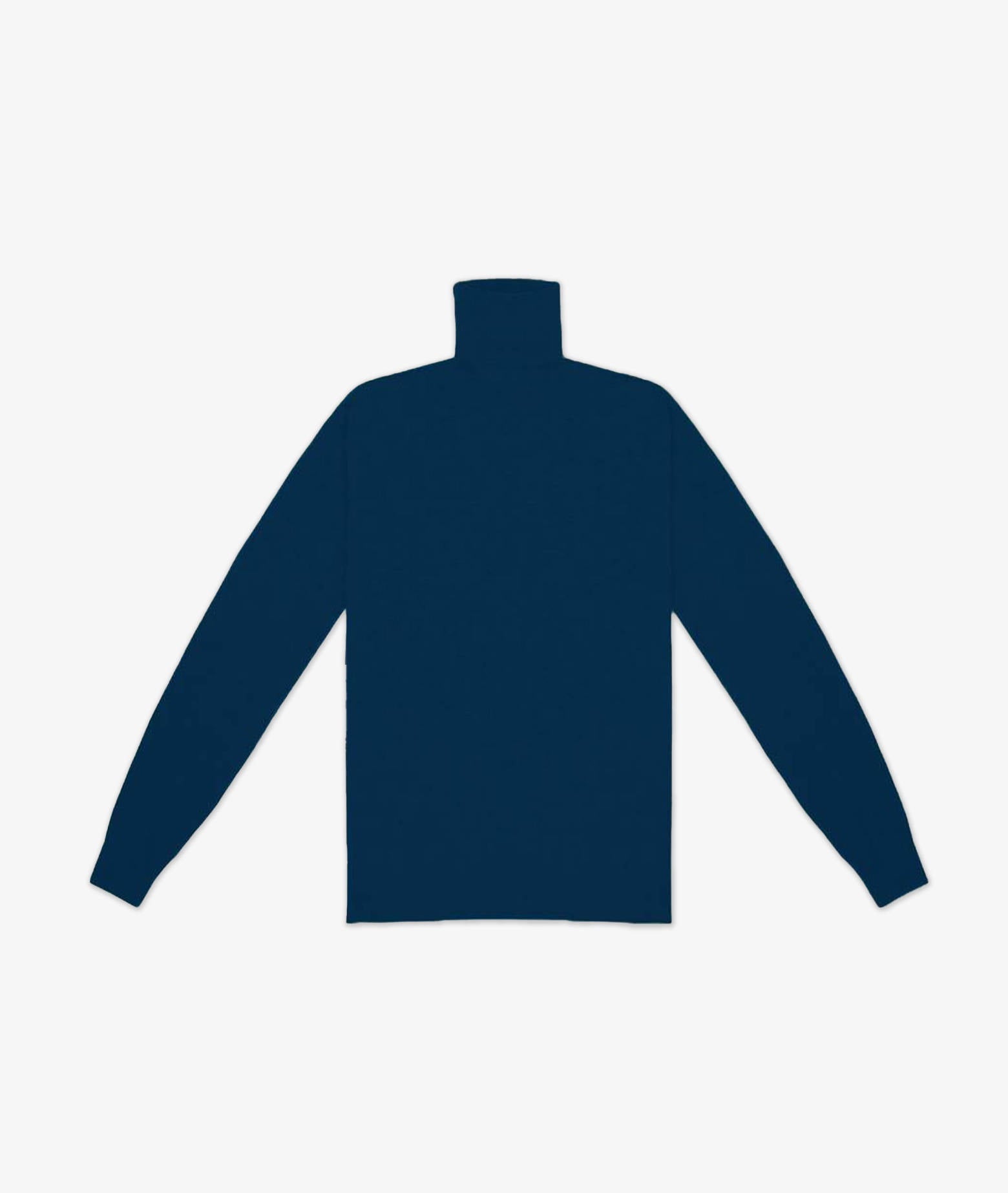Turtleneck Cashmire And Silk Sweater Salisburgo Blue High Turtle Neck