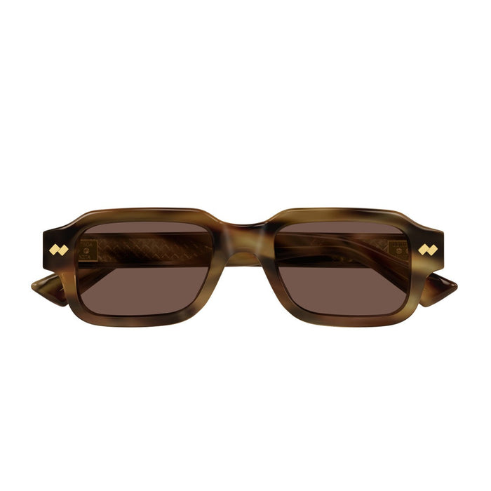 Bottega Veneta Bv1442s Linea Intrecciato Havana Acetato Riciclato Sunglasses