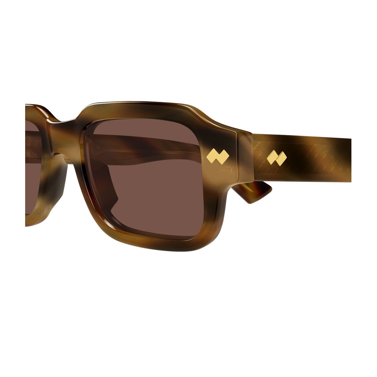Bottega Veneta Bv1442s Linea Intrecciato Havana Acetato Riciclato Sunglasses