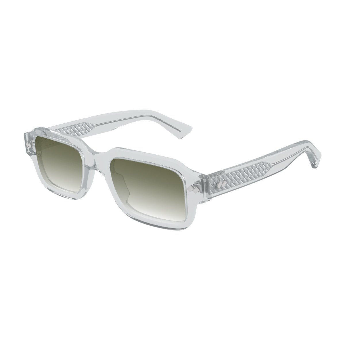 Bottega Veneta Bv1442s Linea Intrecciato Transparent Grey Acetato Riciclato Sunglasses
