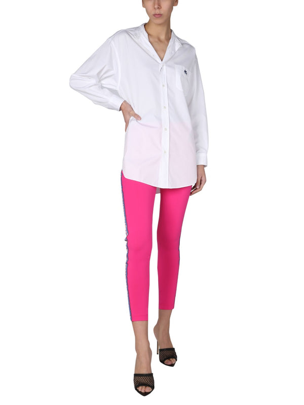 Leggings With Logo Pink Polyamide Elastane Trousers