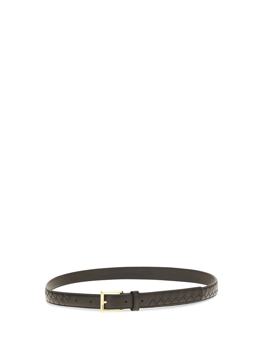 Belt Intrecciato Espresso Leather Espresso/brass Lamb