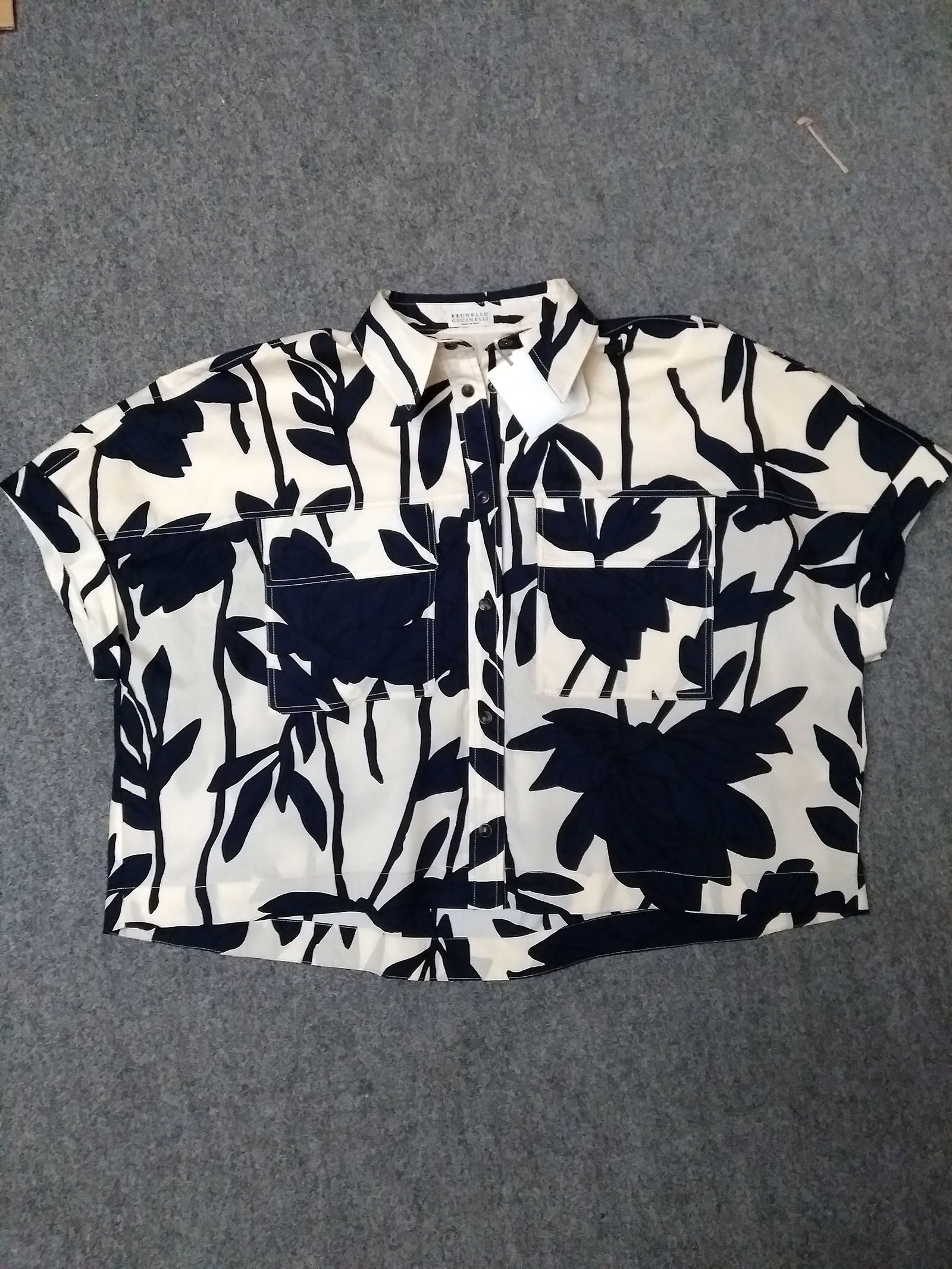 Magnolia Print Blue Cotton Shirt