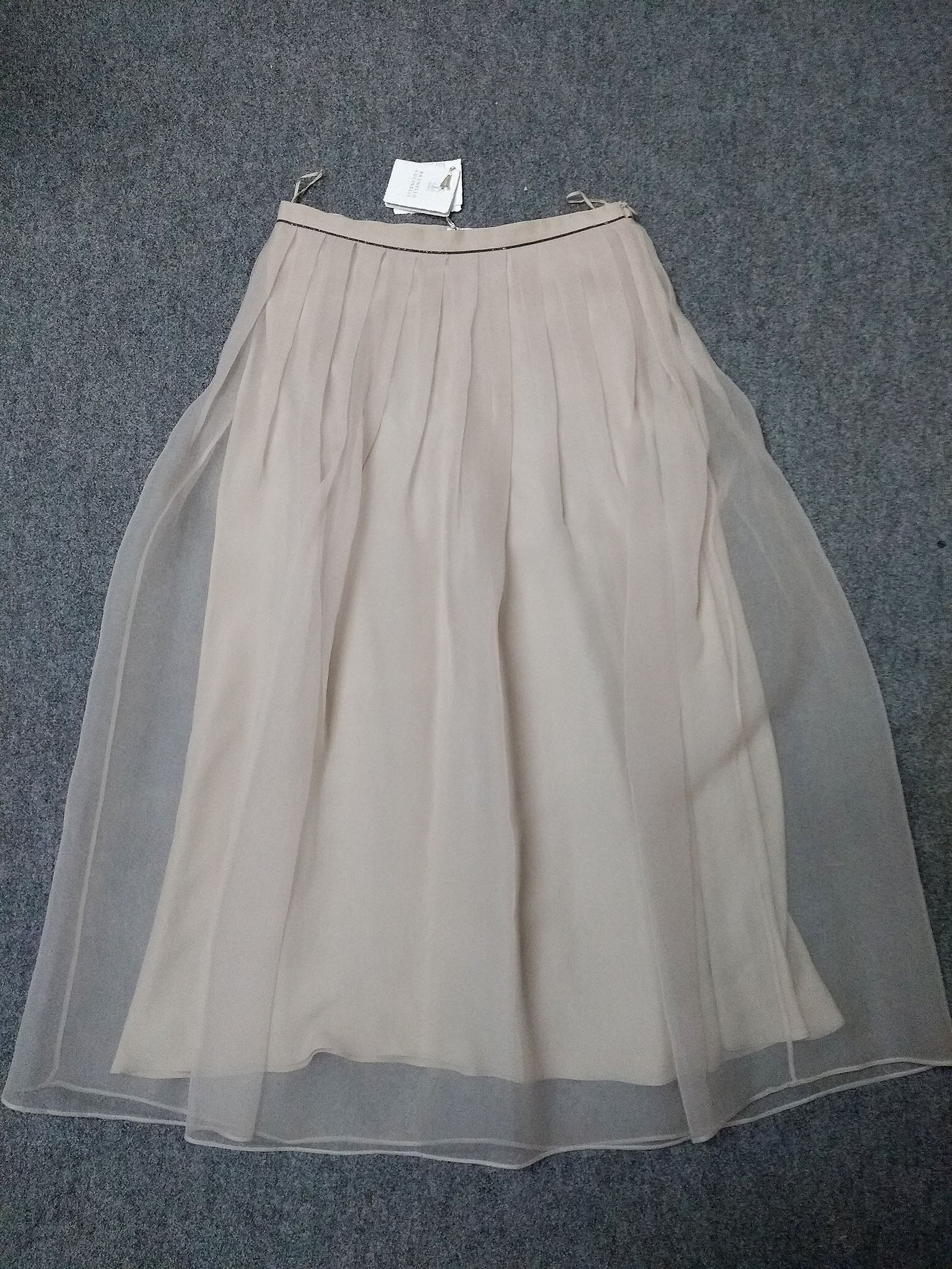 Plisse Monile Nude & Neutrals Silk Skirt