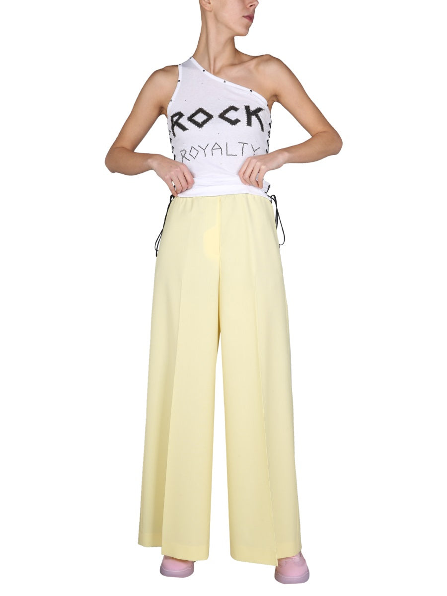 Wide Leg Trousers Yellow Wool