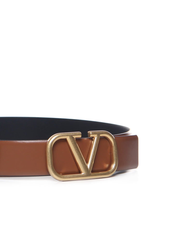 Valentino Garavani Belts Brown, Black Calfskin