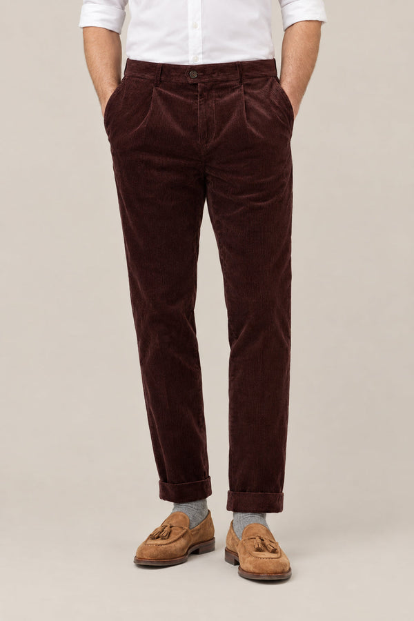 Brunello Cucinelli Mens Plum Cotton Corduroy Trousers Purple