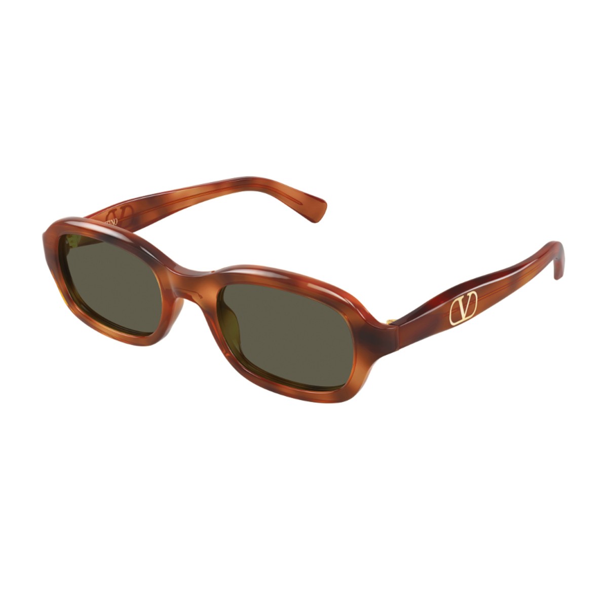 Valentino Vg0010s Linea V Logo Havana Acetato Riciclato Sunglasses
