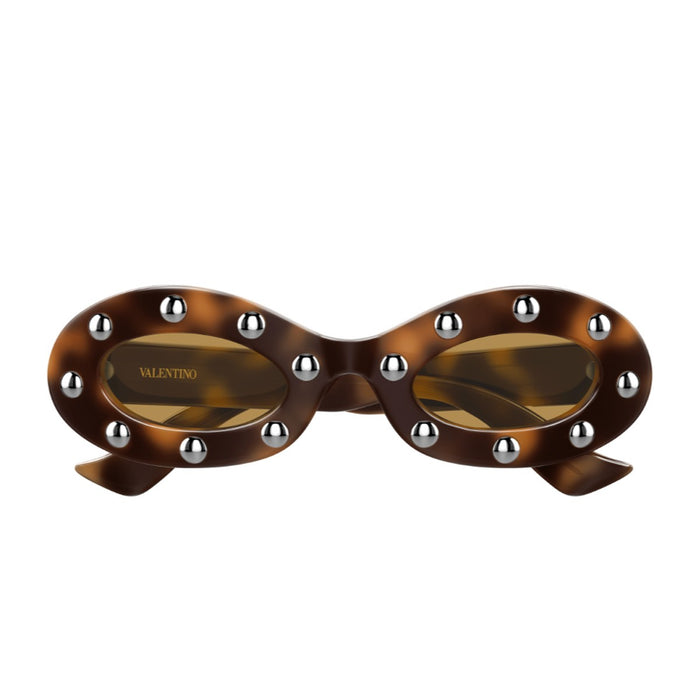 Valentino Vg0036s Linea V Logo Havana / Amber Brown Acetato Riciclato Sunglasses