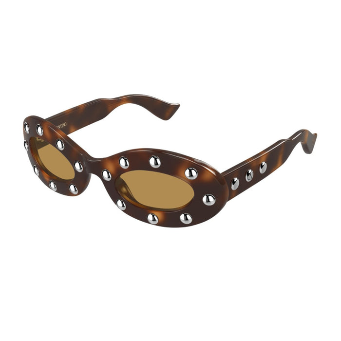 Valentino Vg0036s Linea V Logo Havana / Amber Brown Acetato Riciclato Sunglasses