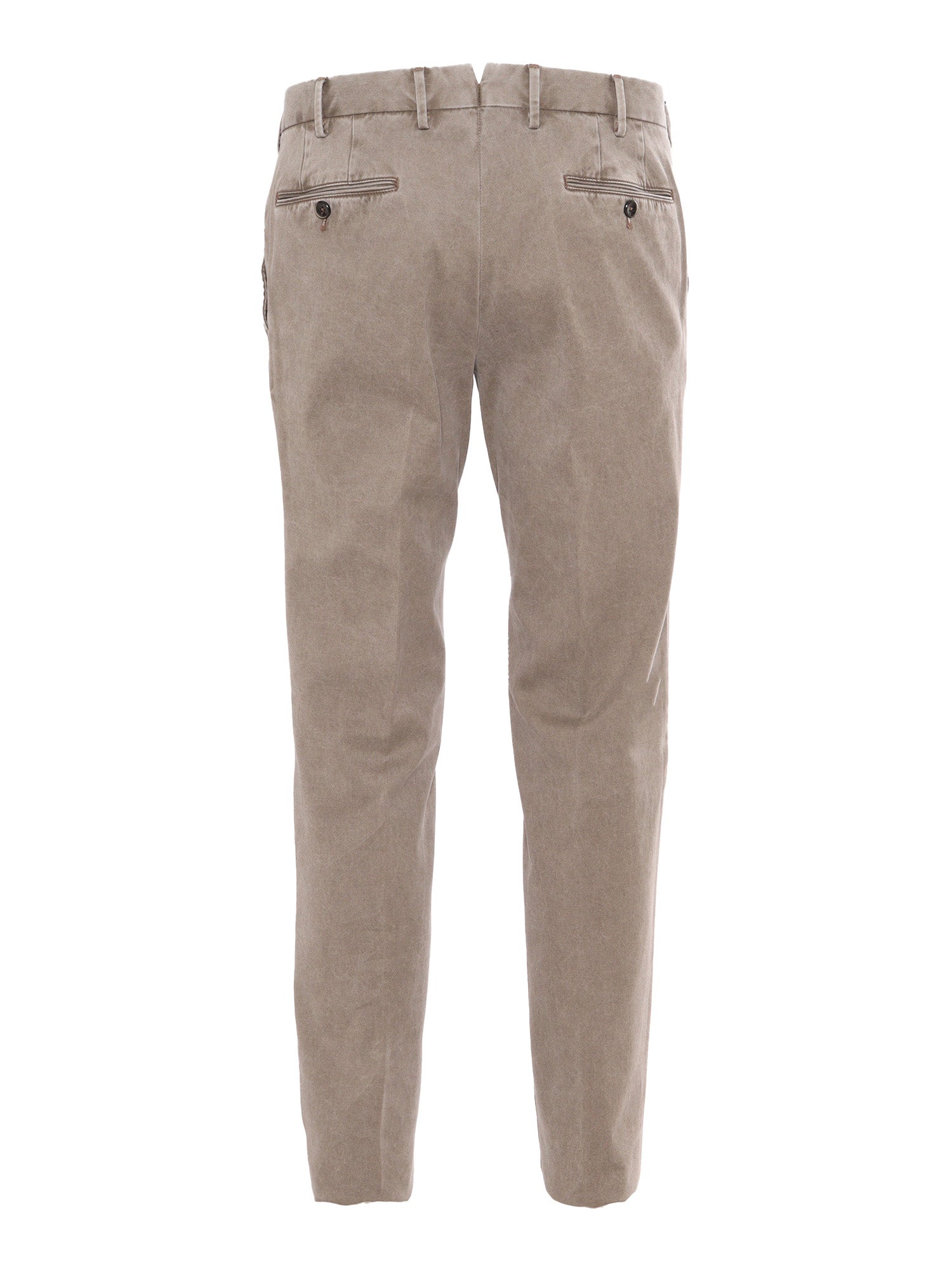Slim, Flat Front, Diagonal Pockets Brown Cotton Elastane Pant