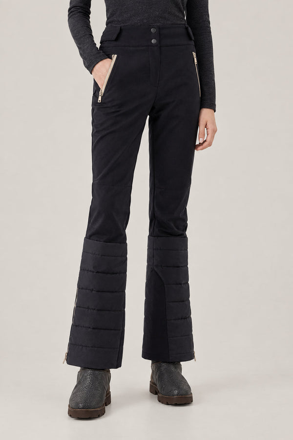 Brunello Cucinelli Womens Black Wool Blend Quilted Hem Trousers