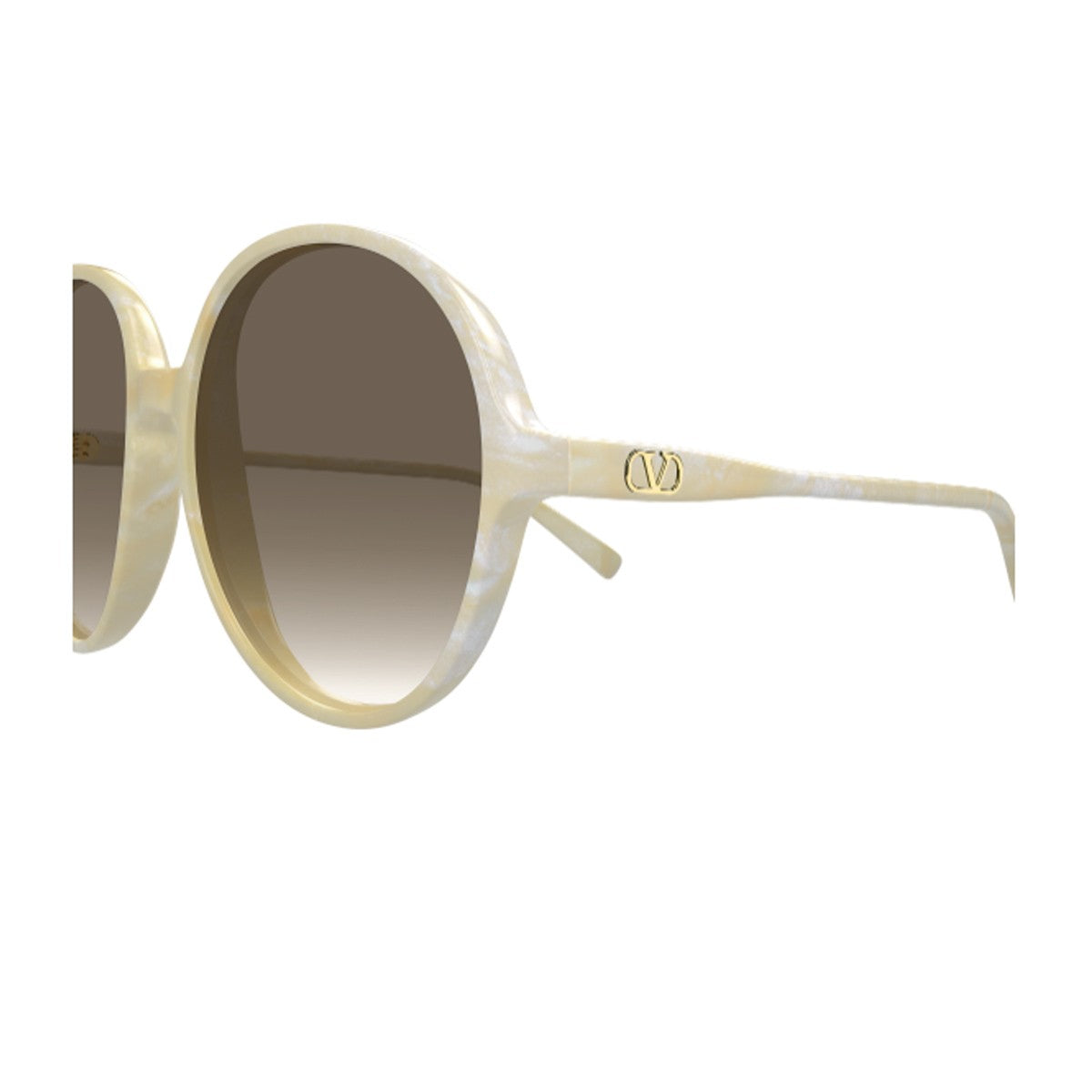 Valentino Vg0017s Linea V Logo Ivory / Brown Acetato Riciclato Sunglasses