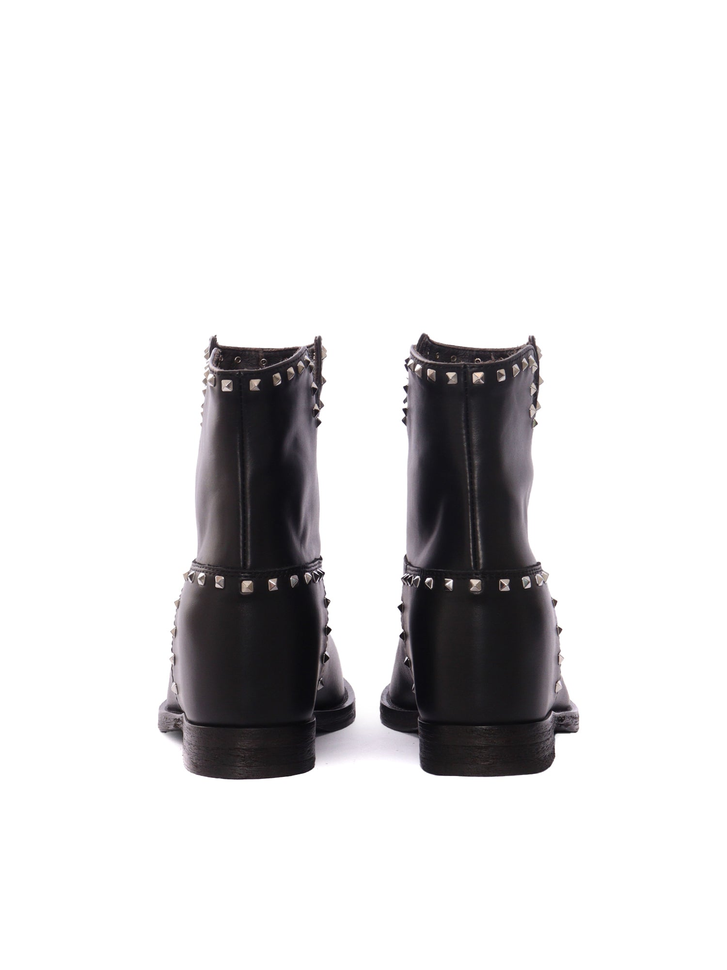 ANKLE BOOTS WITH VENT Black Leather Sole Rubber Booties