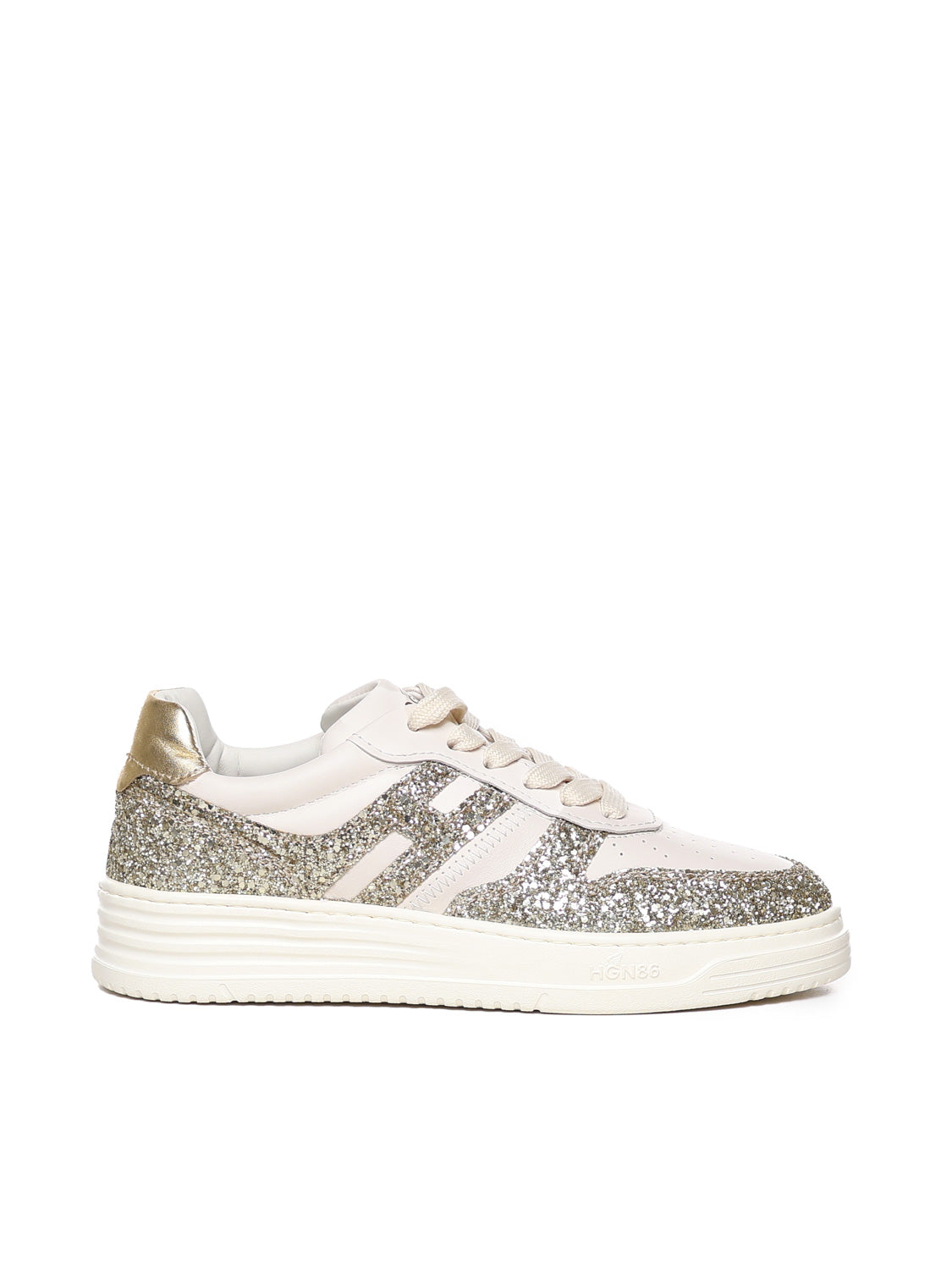Hogan Sneakers Ivory, Gold Leather