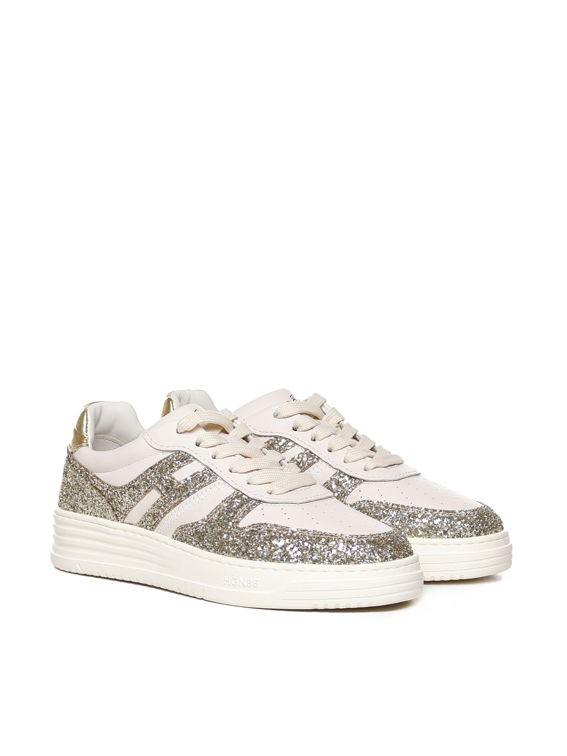 Hogan Sneakers Ivory, Gold Leather