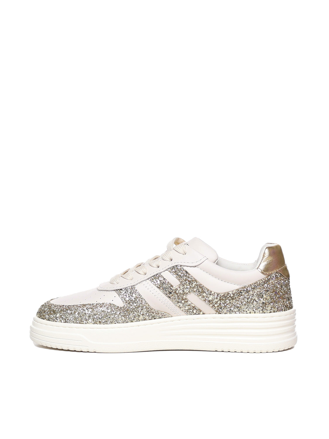 Hogan Sneakers Ivory, Gold Leather