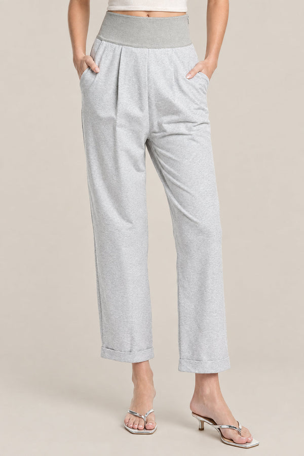 Brunello Cucinelli Womens Silver Cotton Blend Relaxed Trousers