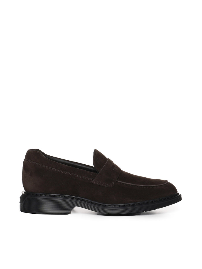 Hogan Flat Shoes Brown Suede