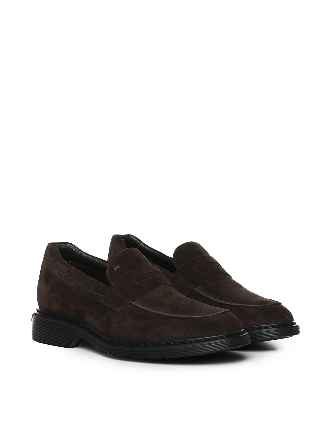 Hogan Flat Shoes Brown Suede
