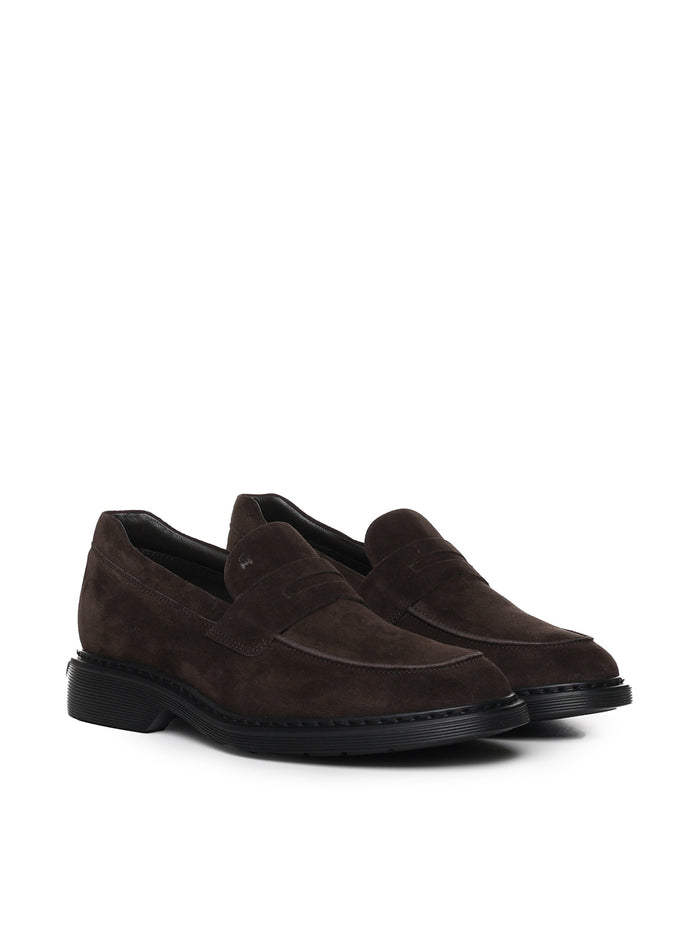 Hogan Flat Shoes Brown Suede