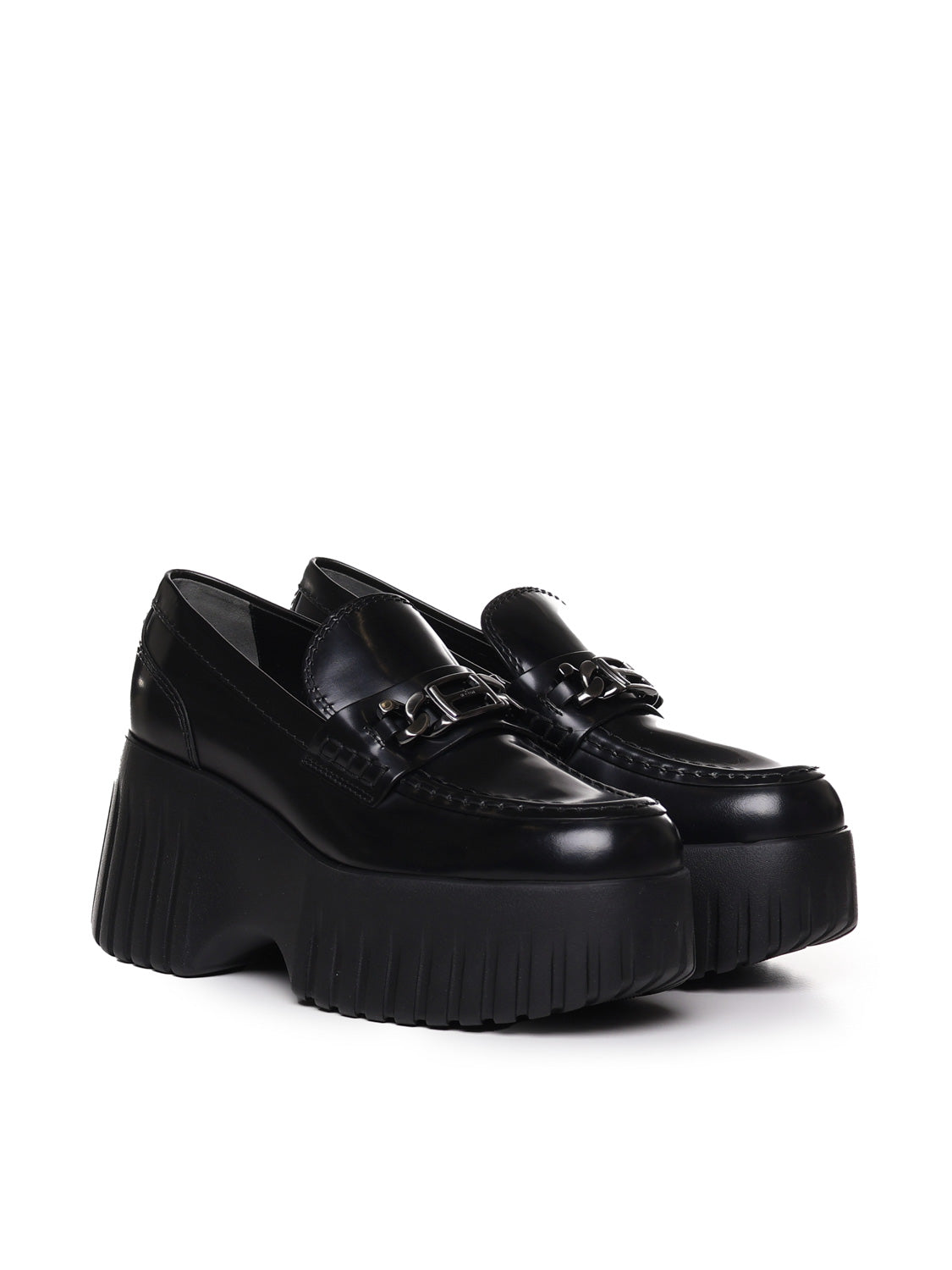 Hogan Flat Shoes Black Leather