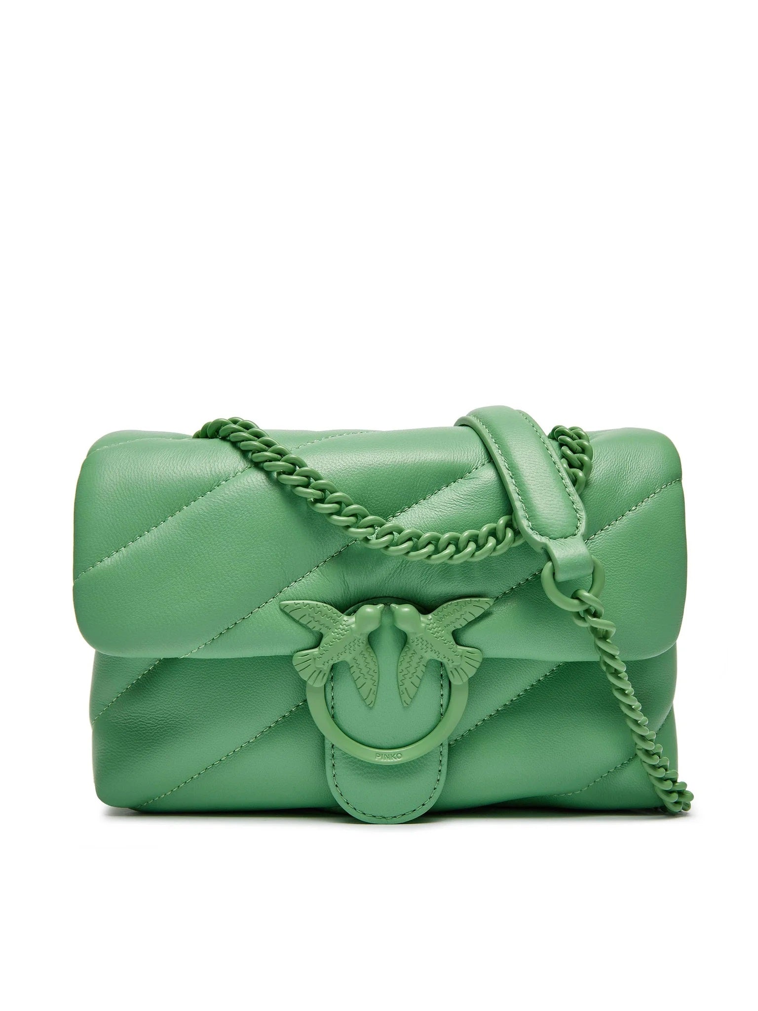 Love Puff Mini Color Block Green Calf Leather Bag