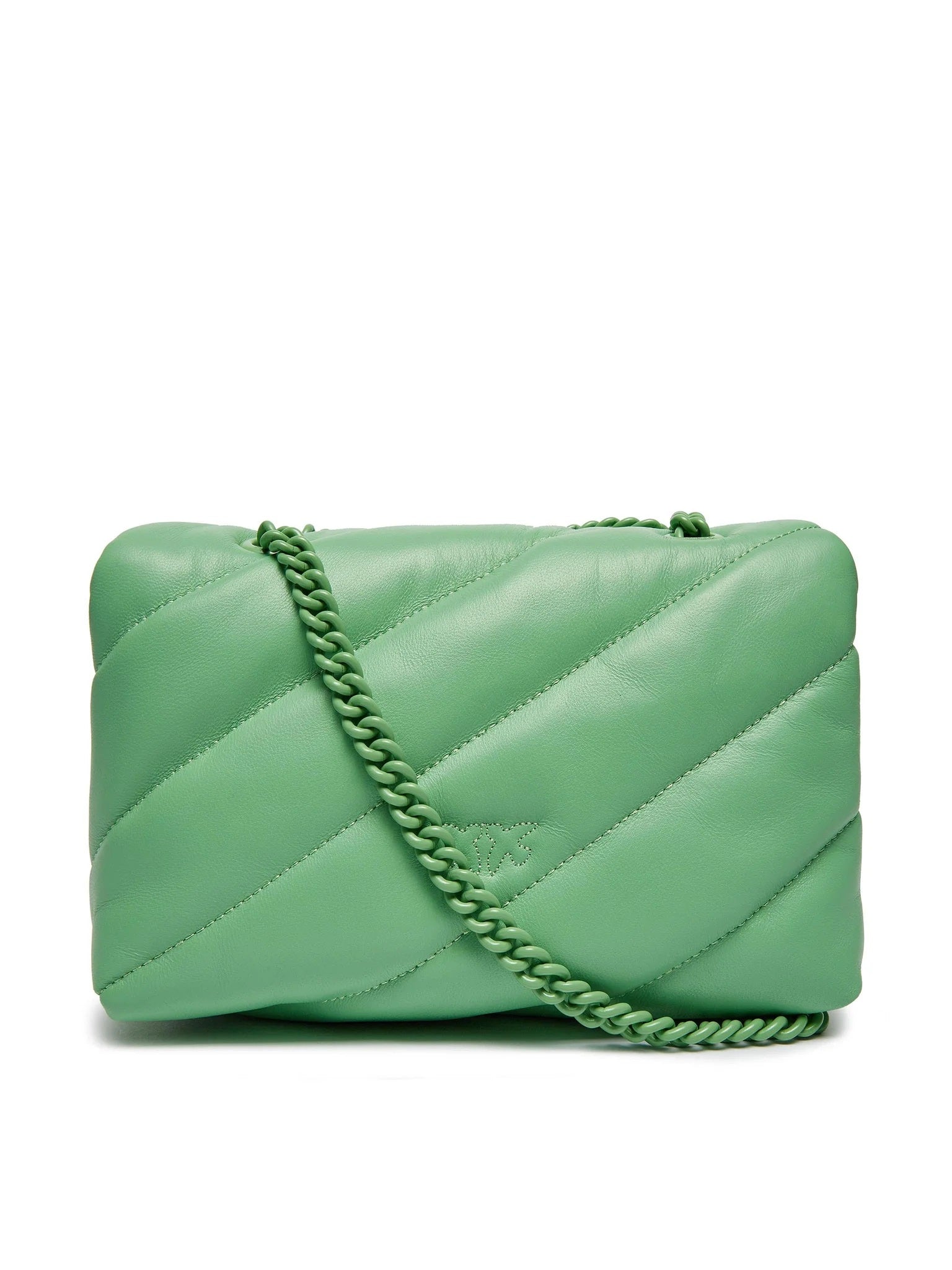 Love Puff Mini Color Block Green Calf Leather Bag