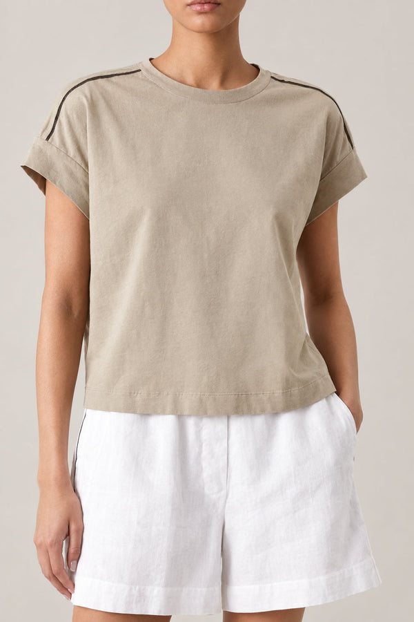 Brunello Cucinelli Womens Wheat Stalk Short Sleeve Boxy Shirt One Color
