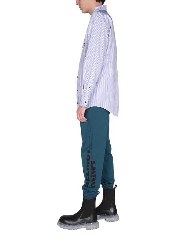 Jogging Pants With Logo Print Blue Cotton Track