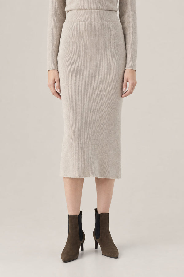 Brunello Cucinelli Womens Feather Wool Silk Ribbed Knit Skirt One Color