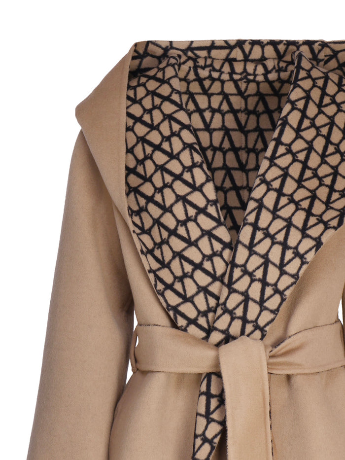 Valentino Garavani Coats Beige, Black Virgin Wool