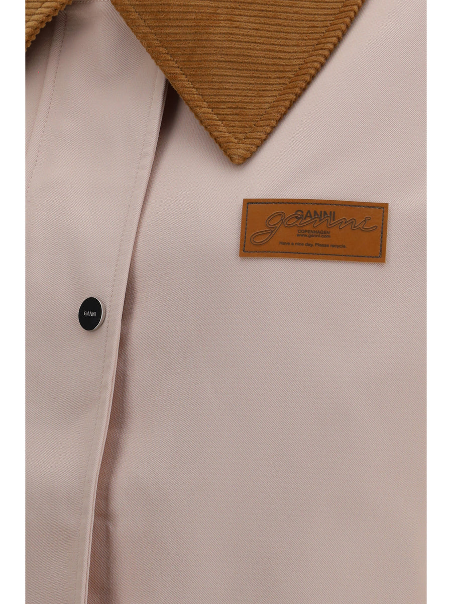 Twill Jacket With Suede Details, Primrose Pink Polyester
