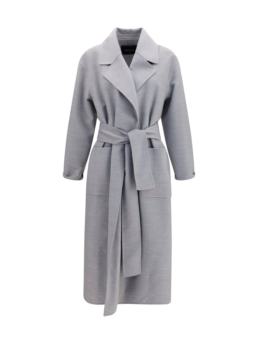 Belted Double Wool Coat Granito Merino Ovis Aries