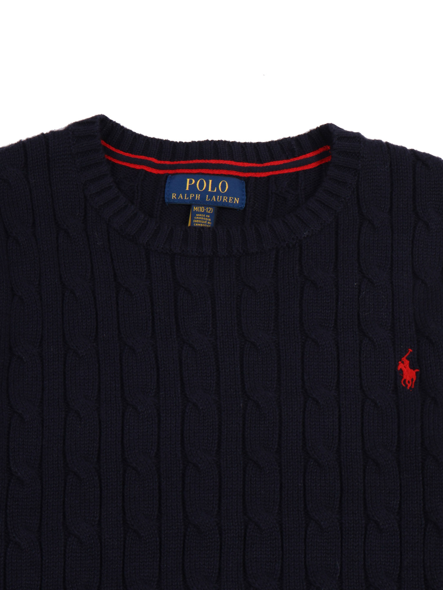 Ls Cable Cn-Tops-Sweater Blue Cotton Crewneck