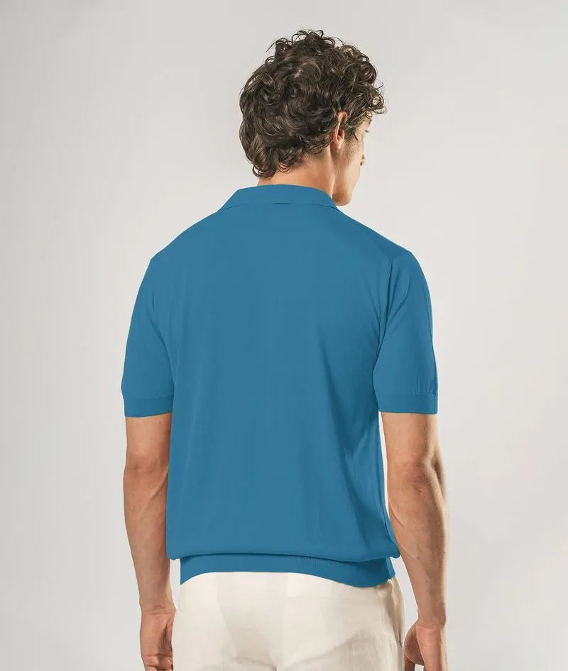Silk Polo Tulum Teal Basic Light Kintwear
