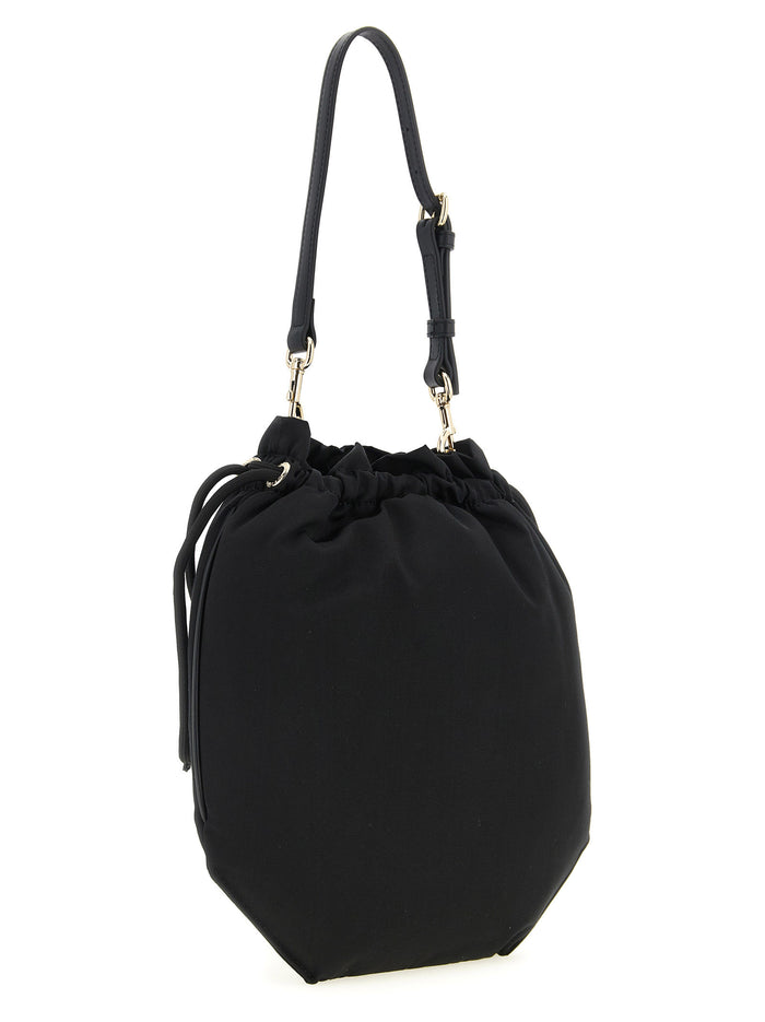 Drawstring Pouch handbag Black Viscose Hand Bags