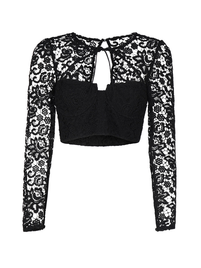 Self-portrait Top Black Polyester Polyamide