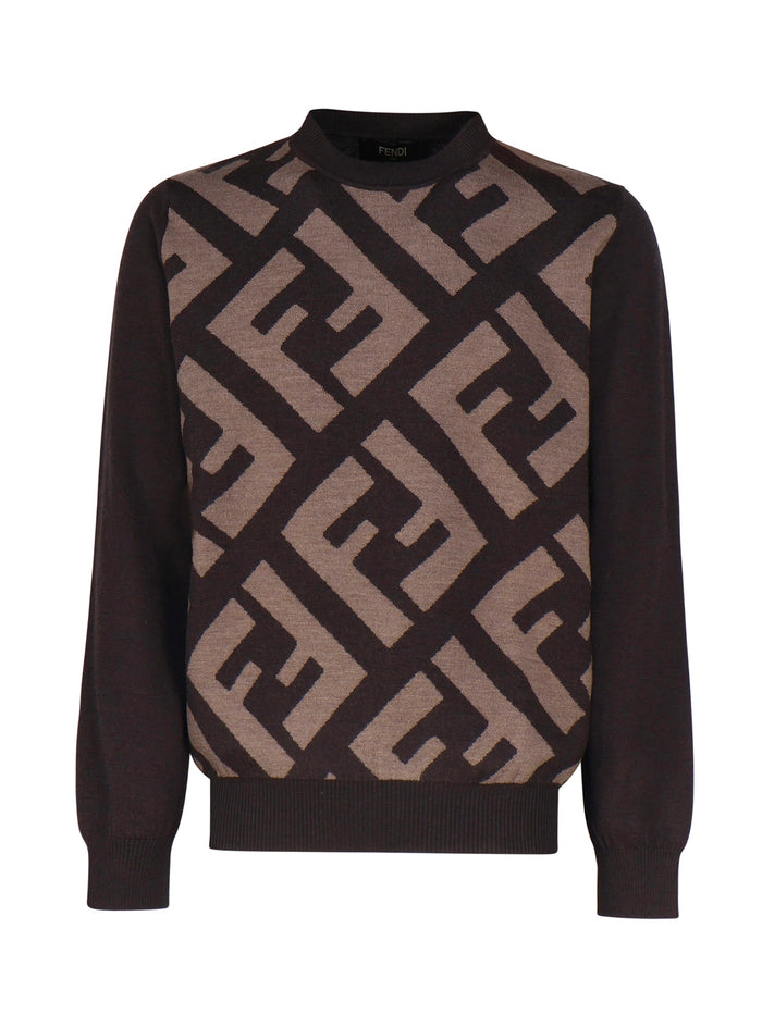 Fendi Sweaters Brown Wool