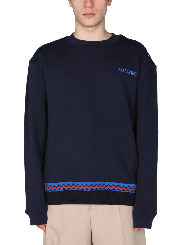 Crew Neck Sweatshirt Blue Cotton Sweatshirts
