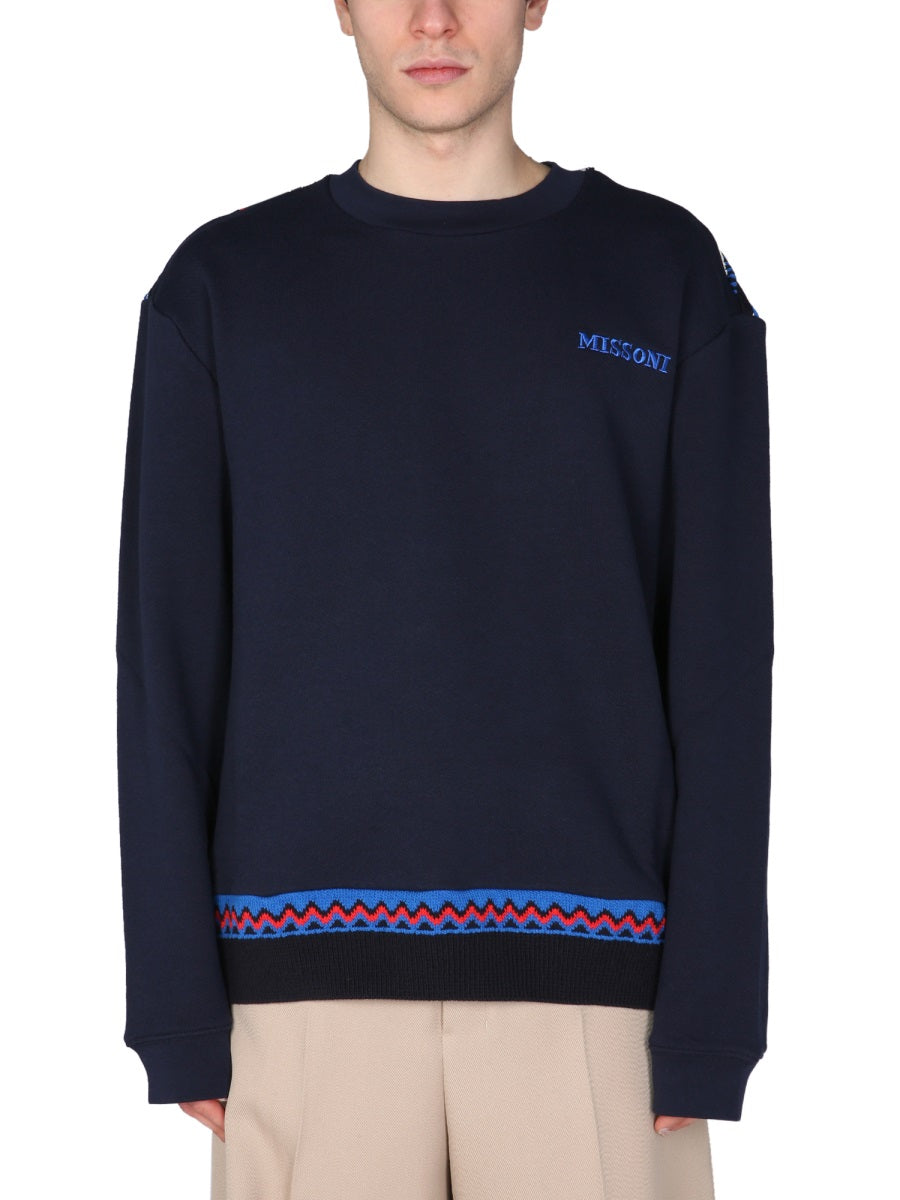Crew Neck Sweatshirt Blue Cotton Sweatshirts