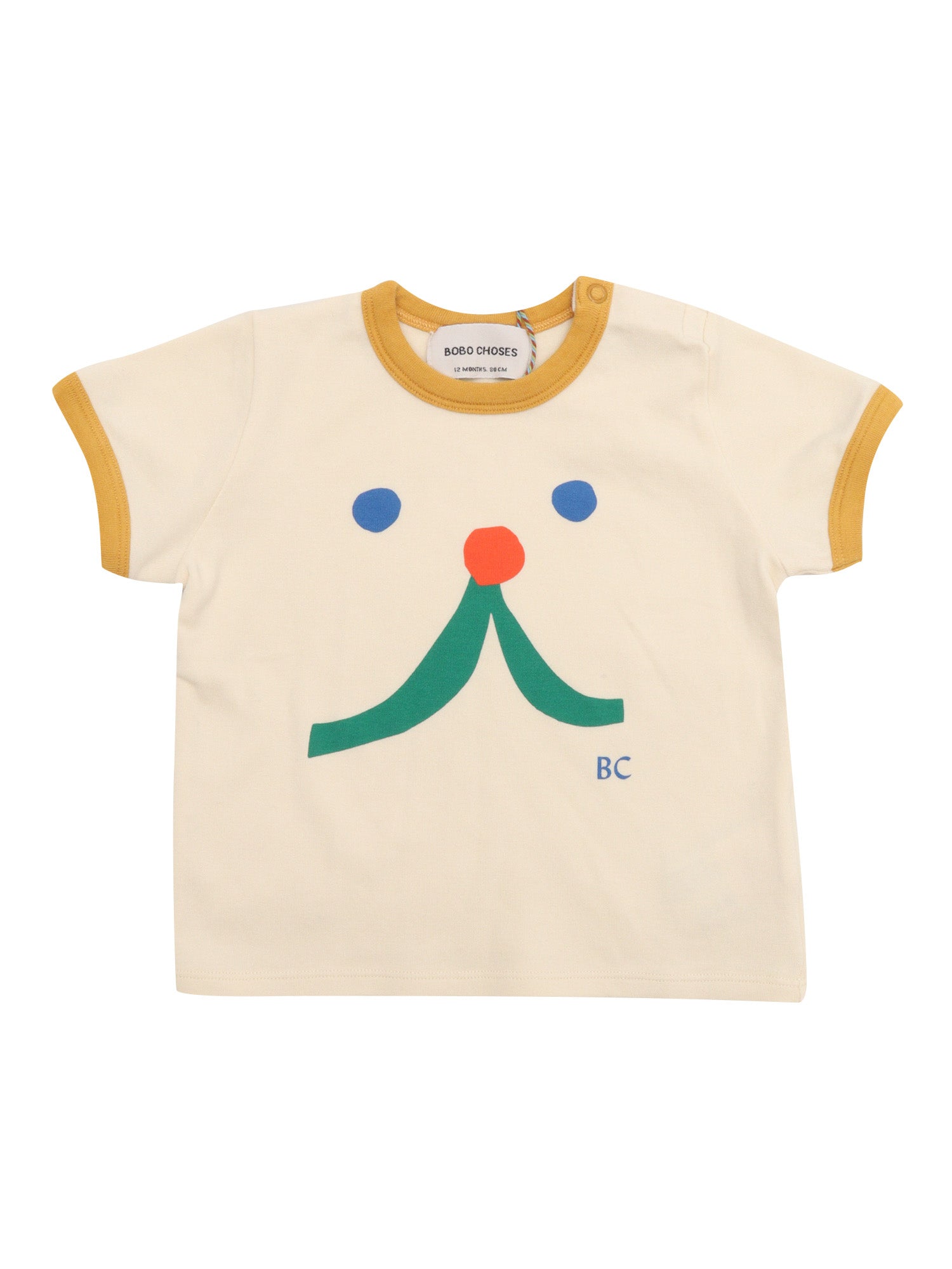 Baby Funny Face T-shirt White Bci Cotton Elastane Long Sleeves