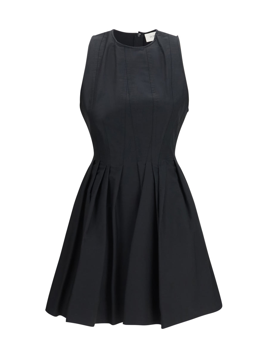Sleeveless Short Dress Nero Cotton