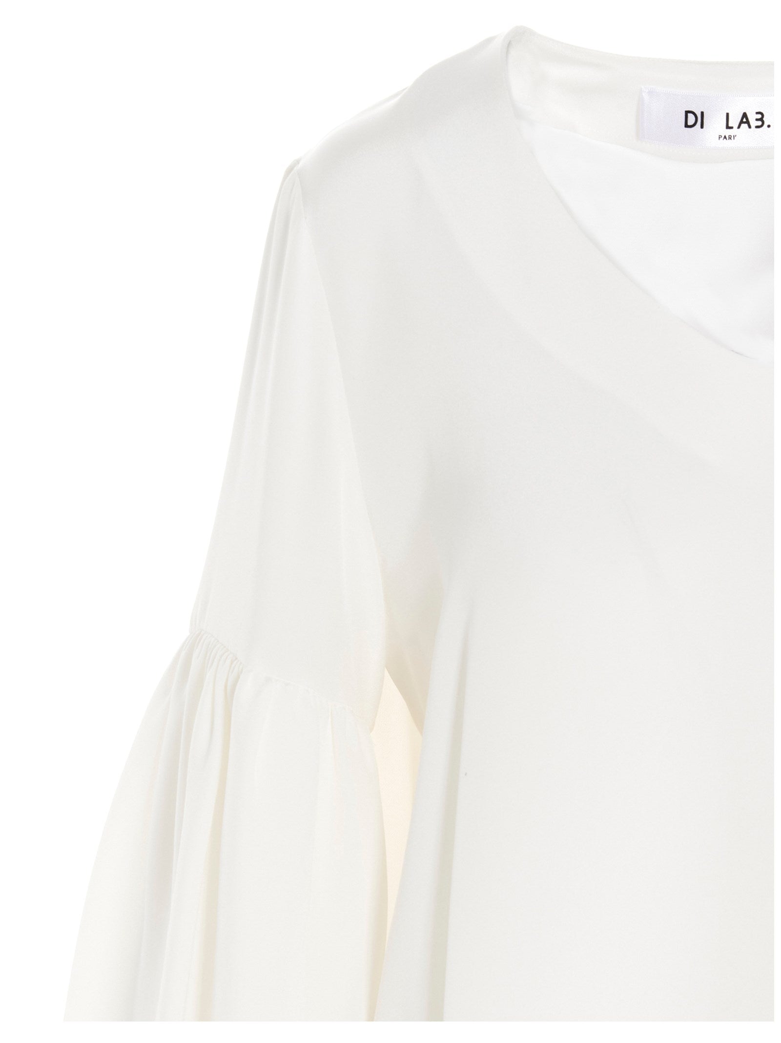 Puff-sleeve silk shirt White Shirt, Blouse