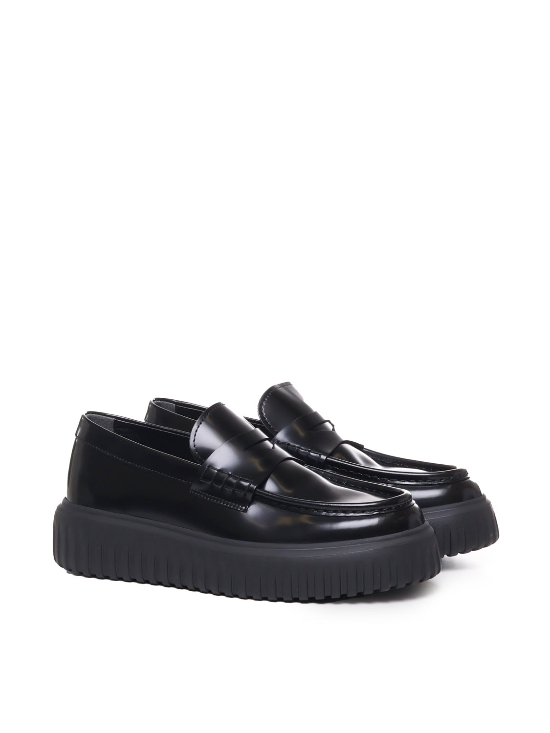 Hogan Flat Shoes Black Leather