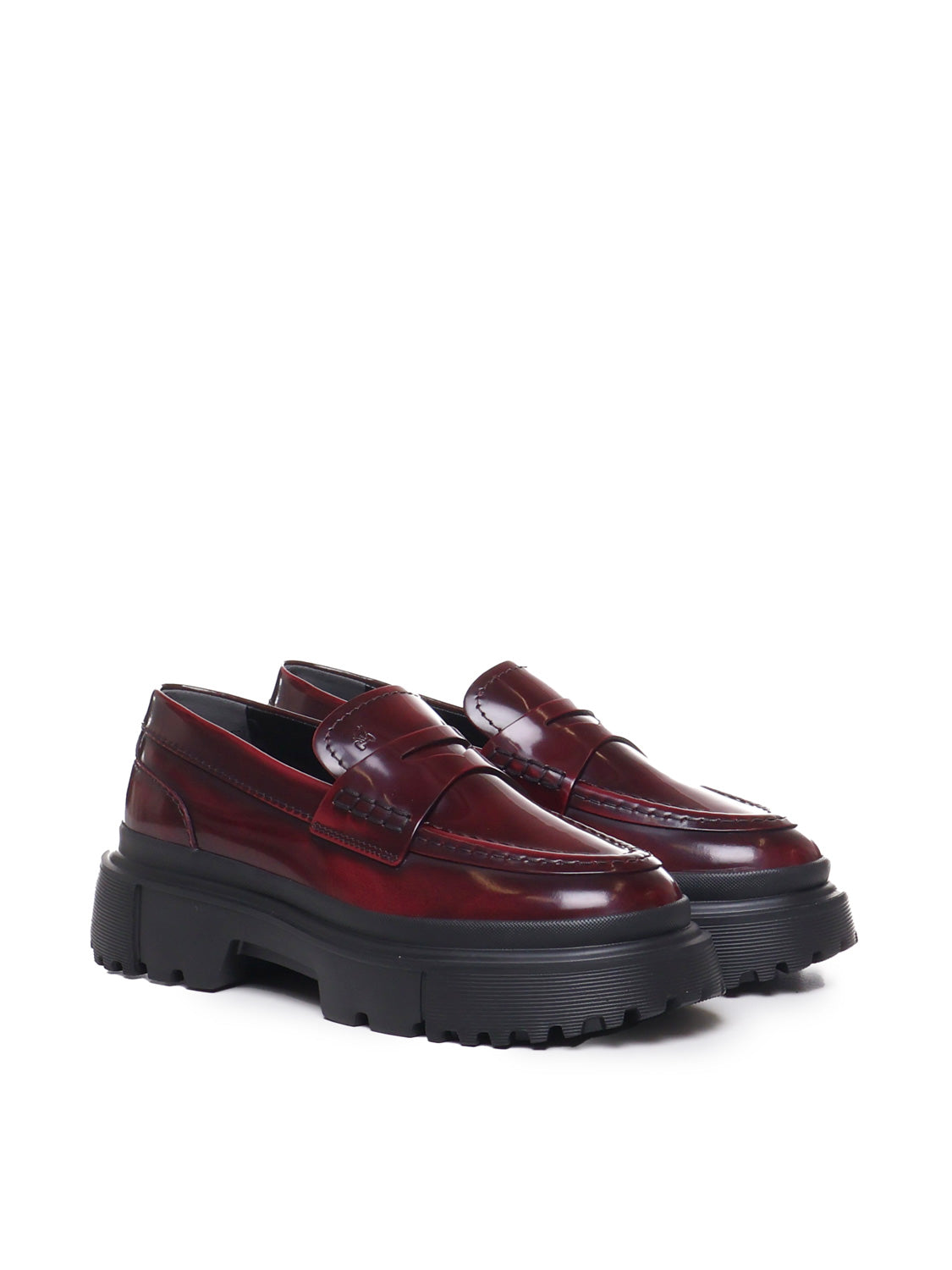 Hogan Flat Shoes Bordeaux Leather