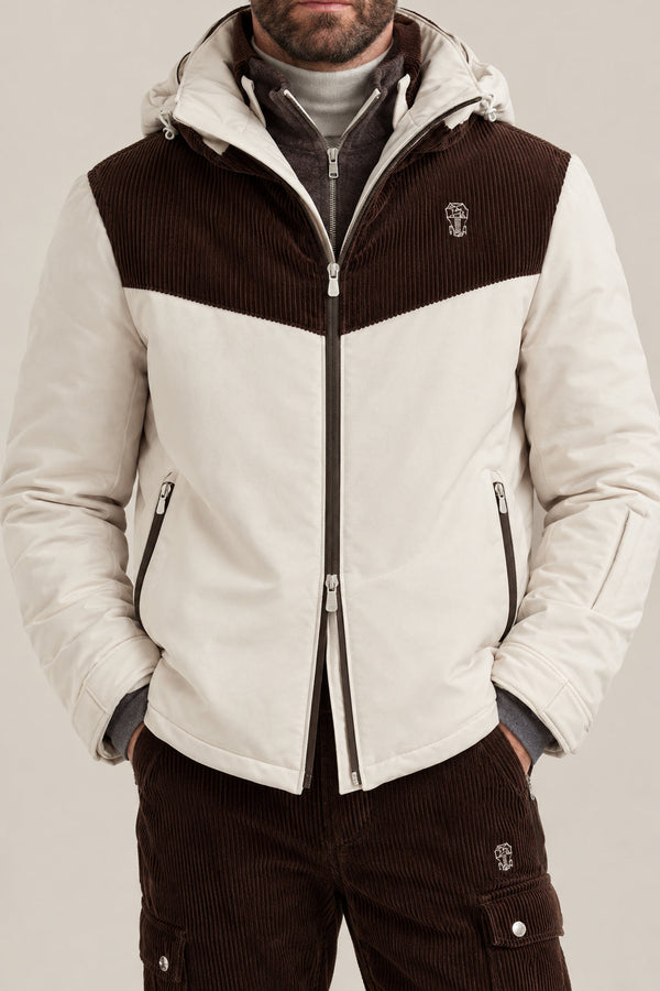 Brunello Cucinelli Mens Off White And Brown Colorblock Jacket